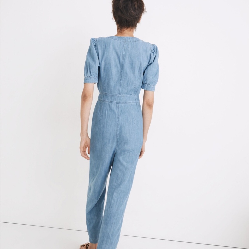 Madewell Denim Puff-Sleeve Button-Front Jumpsuit - Picture 2 of 8